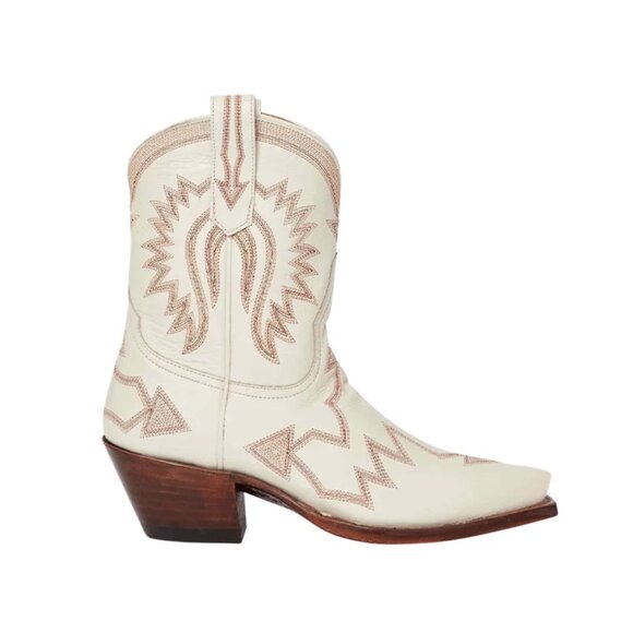 NEW Miron Crosby Maggie Women's Shorty Cowboy Boots in Crème Off-White - Picture 1 of 5